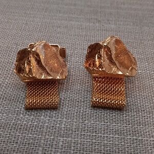 Lisa Gold Nugget Mesh Cuff Links Vintage
